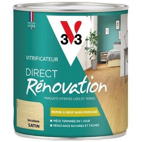 V33 Vitrificateur parquet et stratifié - Direct rénovation - Incolore satin - 0.75L