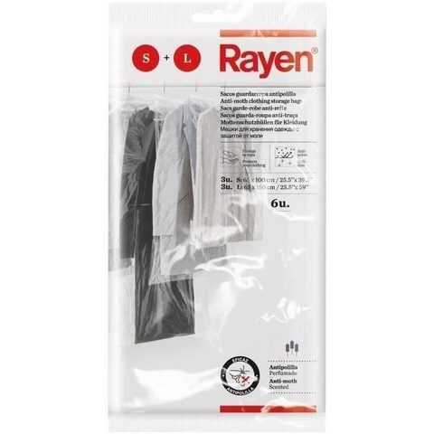 Rayen Housse vêtement x6:3 65x100 +3 65x150 anti mites transp 6048