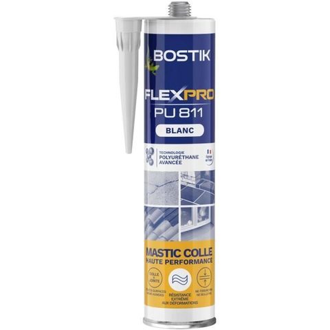 Bostik Mastic colle/joint - Flexpro PU811 - Tous matériaux - Intérieur/extérieur - Blanc - 300 ml