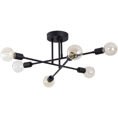 Vente-unique Plafonnier en métal - 3 bras - L. 64 cm x H. 30 cm - Noir - FLOWERA