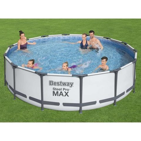 Bestway Ensemble de piscine Steel Pro MAX 427x107 cm - Autoportante - Gris - Filtre à cartouche