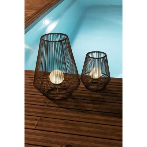 Galix Lanterne solaire ajourée- Hauteur 30,5cm- Diamètre 25,8cm- LED blanche- 10 Lumens- Eclairage extérieur Jardin
