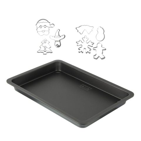 Zenker Plaque de cuisson four de 42 x 29 cm et 7 emporte-pièces de Noël inox Noël