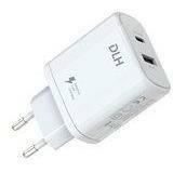 DLH Chargeur secteur 1x USB-C 20W & 1x USB-A 12W, Intérieure, Secteur, Blanc DY-AU4795W