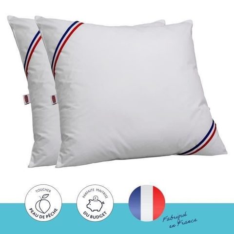 Dodo Lot de 2 oreillers Tendance - 60 x 60 cm - Garnissage 100% Polyester fibre creuse siliconée