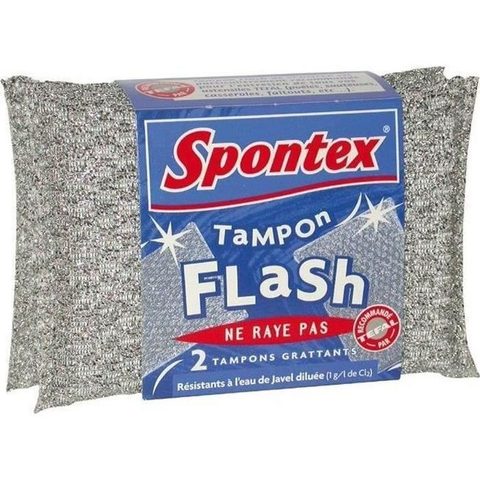 Spontex Lot de 2 tampons Flash - grattants sans rayures
