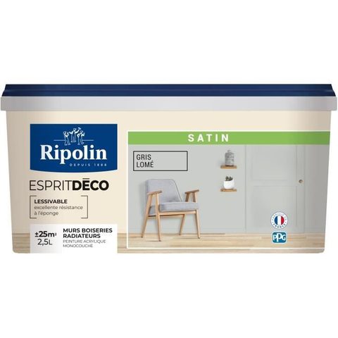 Ripolin Peinture Mur Intérieur Satin 2,5 L Gris Lome