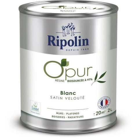 Ripolin Peinture OPUR murs boiseries & radiateurs - 472822 - Blanc - Satin veloute - 2 L