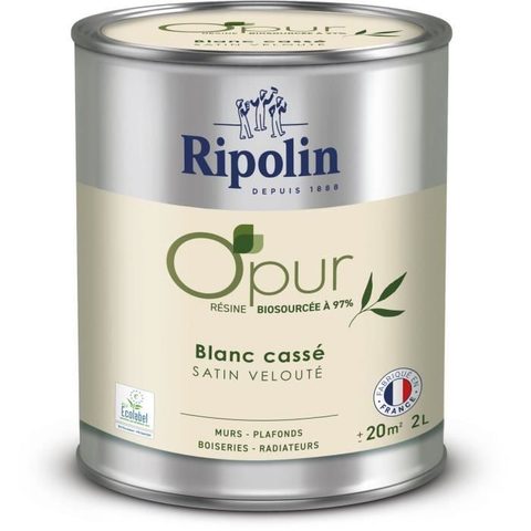 Ripolin Peinture OPUR murs boiseries & radiateurs - 472823 - Blanc cassé - Satin veloute - 2 L