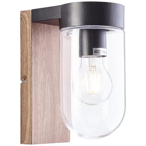 Brilliant Applique exterieure CABAR Bois et noir ampoule E27 max 40W