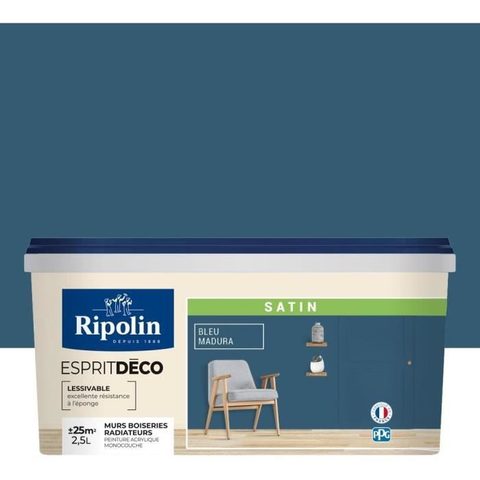 Ripolin Peinture Mur Intérieur Satin 2,5 L Bleu Madura