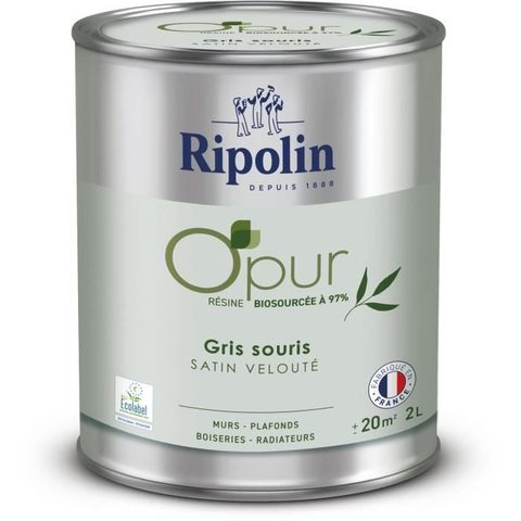 Ripolin Peinture OPUR murs boiseries & radiateurs - 472827 - Gris souris - Satin veloute - 2 L