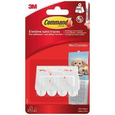 GPI Bandes et mini crochets blancs Command 17066 3 crochets + 4 bandes