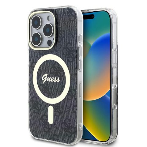 Guess Coque IML 4G MagSafe pour iPhone 16 Pro Noir
