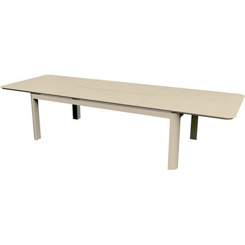 Proloisirs Table de jardin - Rectangulaire - Crème - Aluminium - 10/16 personnes - 230 / 350 x 120 cm - Darius