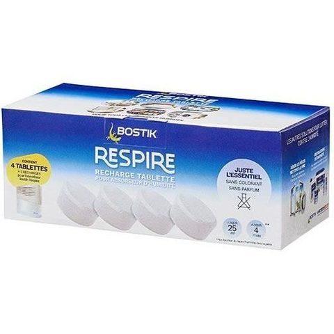 Bostik Lot 4 tablettes pour absorbeur d'humidité Respire 25m²