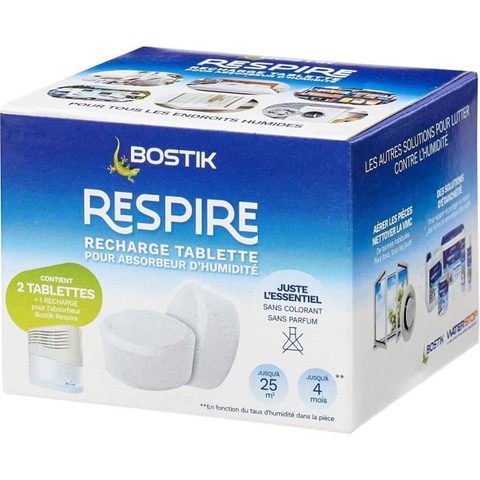 Bostik Lot 2 tablettes pour absorbeur d'humidité Respire 25m²