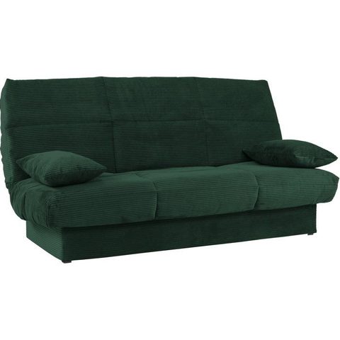 Conforteam Banquette clic-clac - 3 places - Avec coussins - Tissu Vert -190 x 90 x 92 cm - CLEM