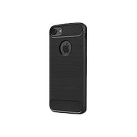 DLH Coque Energy - Pour Apple iPhone 8 iPhone 7 - Brossé noir - Silicone fibre de Carbone