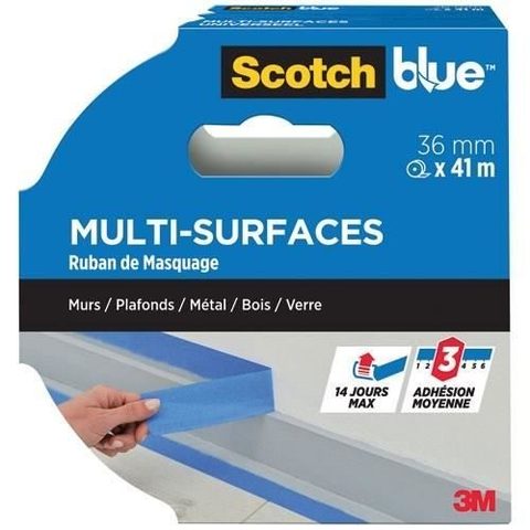 Scotch Ruban de Masquage premium Multi-Surfaces ScotchBlue 2090 36 mm x 41 m
