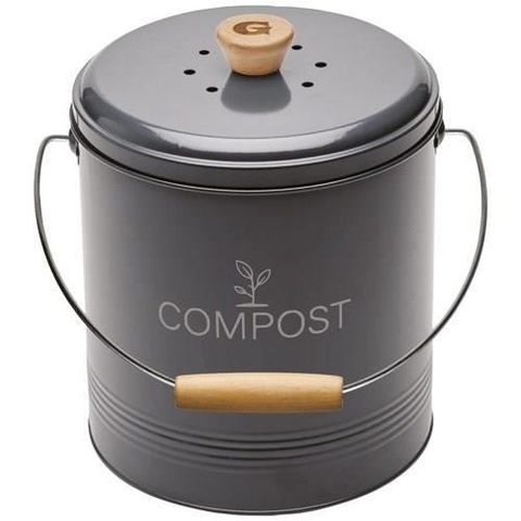Guillouard Composteur de cuisine en métal avec filtre et seau en platique 4.5 litres