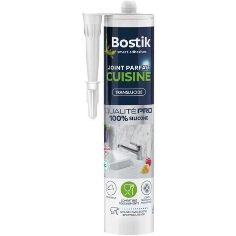 Bostik Mastic d’étanchéité spécial cuisine translucide Joint Parfait tous matériaux, cartouche de 280 ml