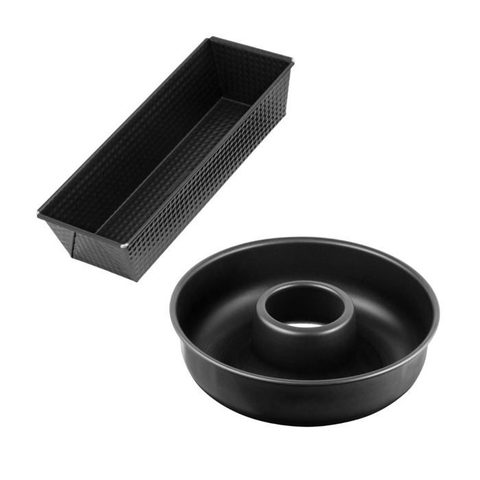 Zenker Set de moule à cakes 30,5 x 11,5 cm et moule à savarins 28 cm Black Metallic