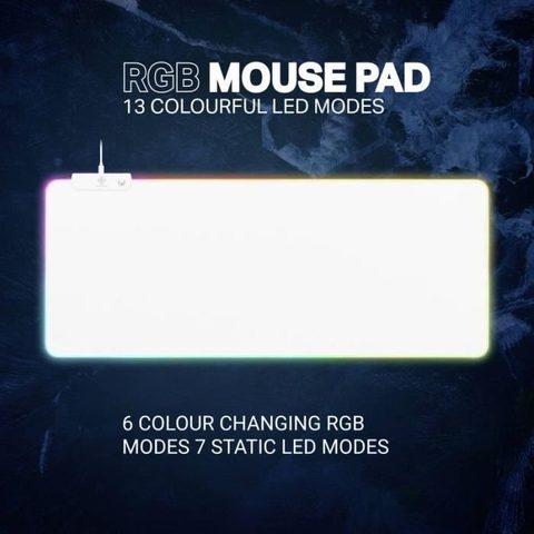 Deltaco Gaming WHITE LINE WMP90 - Tapis de souris XL RGB, épaisseur 4mm, 900x360mm