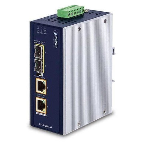 Planet Transceiver industriel Ethernet 2x SFP / 2 Giga PoE bt - 1000 Mbit/s - 10Base-T 100Base-T 1000Base-T