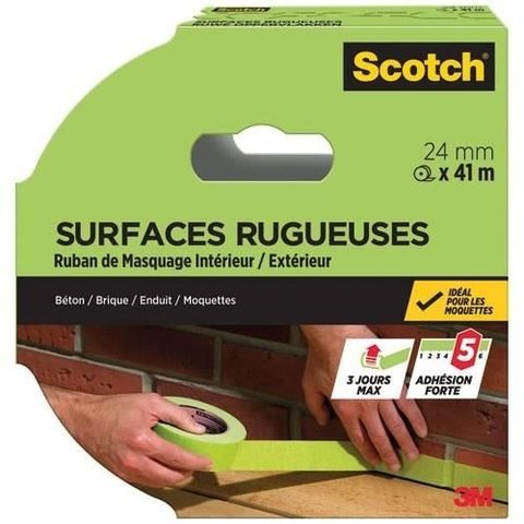 Scotch Ruban de Masquage pour Surfaces Rugueuses 2060 24 mm x 41 m