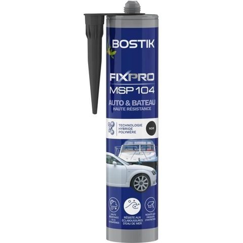 Bostik Mastic auto/bateau - Fixpro MSP 104 - Colle et joint - Résiste intempéries et eau de mer - Noir - 290 ml