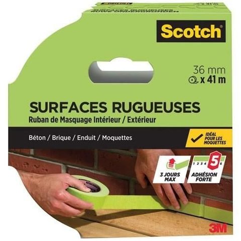 Scotch Ruban de Masquage pour Surfaces Rugueuses 2060 36 mm x 41 m