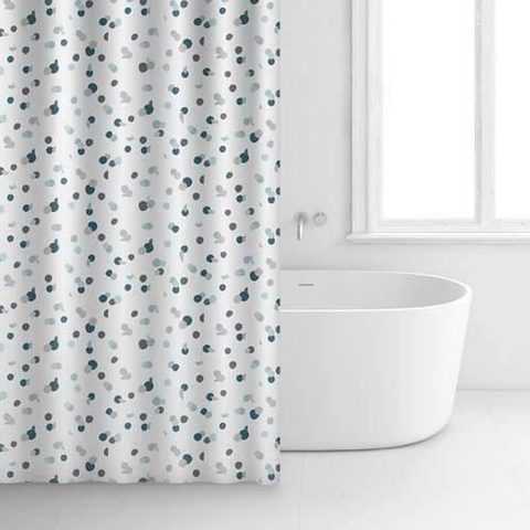 Rayen Rideau de douche - Blanc et bleu - Polyester - 180 x 200 cm