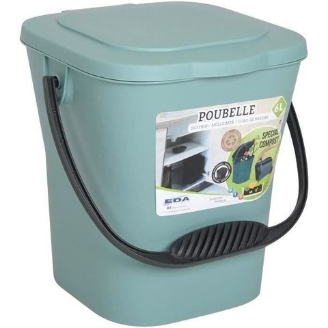 Eda Seau à compost avec couvercle vert 6L