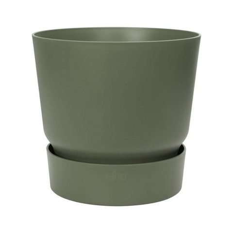 Elho Pot de fleurs rond Greenville 30 - Extérieur - Ø 29 5 x H 27 8 cm - Vert feuille