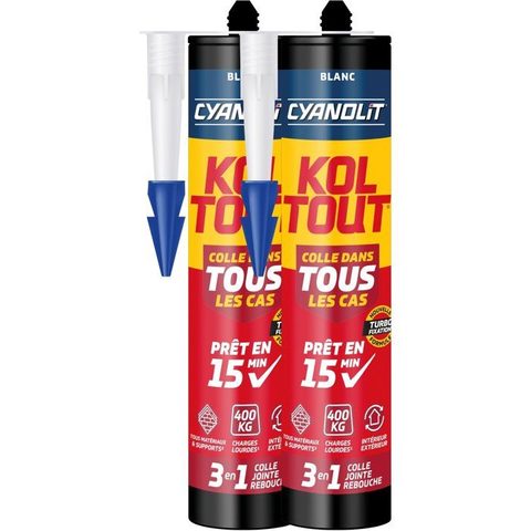 Cyanolit Colle Koltout blanc – lot de 2 cartouches 290 ml