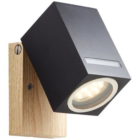 Brilliant Applique extérieure murale LED orientable GU10 et aspect bois IP44 H.10 cm Galeni