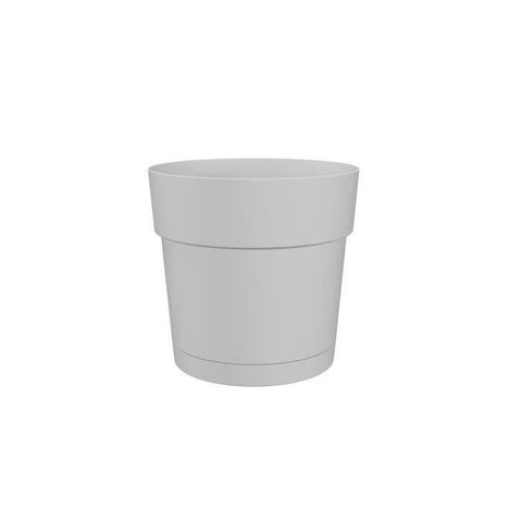 Artevasi Pot de fleur avec réserve deau CAPRI LARGE - Plastique - Taupe - Rond - L 29 5 X P 29 5 H 28 2 cm - Marron