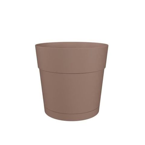 Artevasi Pot de fleur avec réserve deau CAPRI LARGE - Plastique - Taupe - Rond - L 34 6 x P 34 6 x H 33 2 cm