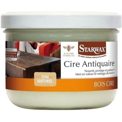 Starwax Cire des antiquaires - Naturel - 375 mL - Pâte - Intérieur - Bois traité