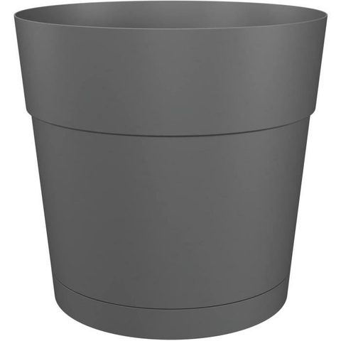 Artevasi Pot de fleur avec réserve deau CAPRI LARGE - Plastique - Anthracite - Rond - 39 1 x 39 1 x 37 cm - Gris