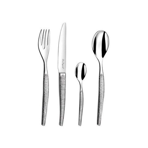 LOU Laguiole Ménagère - Jet Textil - 24 pièces - Inox - Bout rond