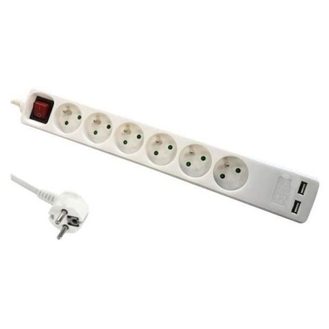 Dlh Multiprise DY-WU2941W 6 prises 2 USB avec interrupteur 1,4 m