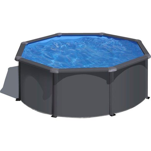GRE Piscine acier gris anthracite Louko ronde 3,20 x 1,22 m