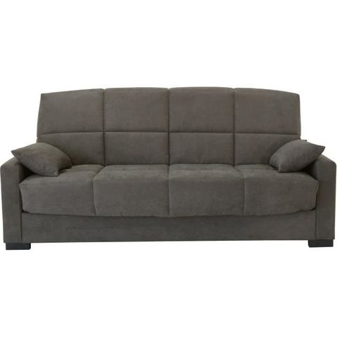 Conforteam Canapé clic clac 3 places - Taupe - Matelas 17 cm - L223 x P96 x H 103 cm - MEGAN