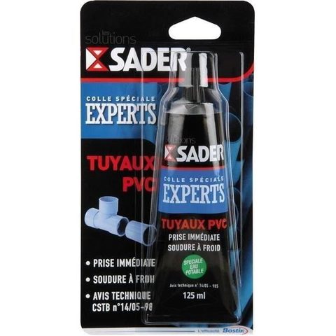 Sader Colle pour Raccords et Tuyaux en PVC Tube 125 ml