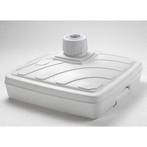 EDA Pied de parasol carré - En plastique blanc - 40 litres - Poignée et roulettes