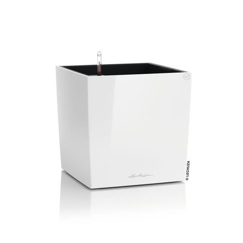 Lechuza Pot de fleurs - Cube premium 40 - 39 0 x 39 0 x 40 cm - 31 L - Kit complet - Blanc brillant