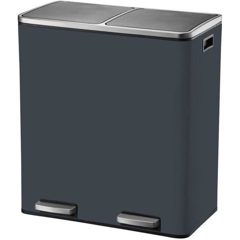 Kitchen Move Poubelle de tri 2 compartiments Major gris 60 L