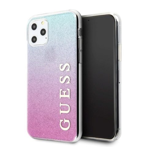 Guess Etui do iPhone 11 Pro Max ró?owo-niebieski Glitter Gradient
